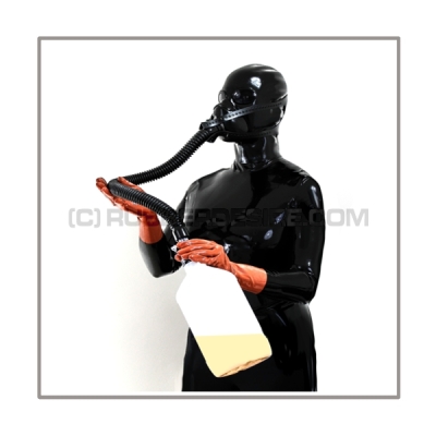 Respiratormask-system AIR-U1-H with 50 cm = 20 inch tube, breathing-reduction-adaptor, head-harness and silent-mode-inhalerbottle 2 litre